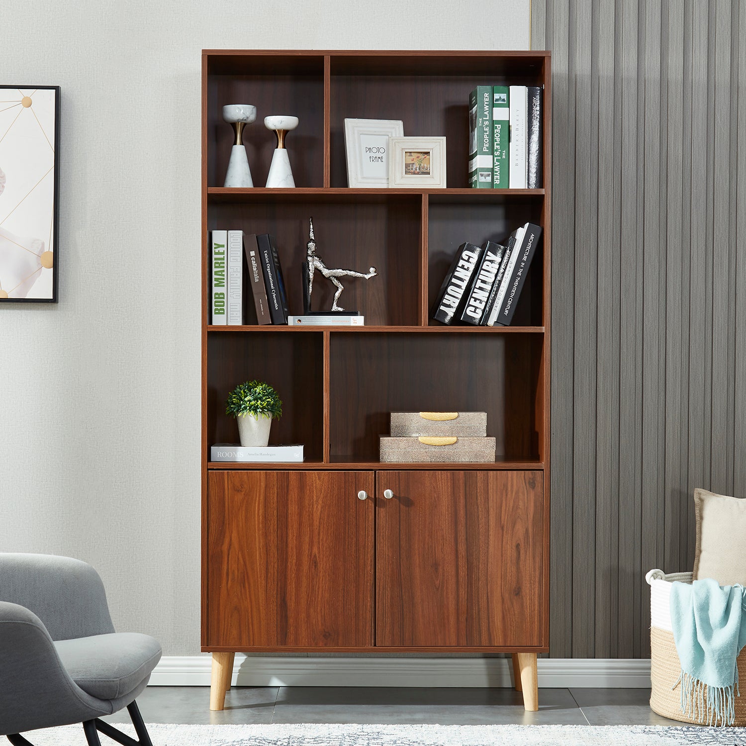 Mid century online walnut bookcase