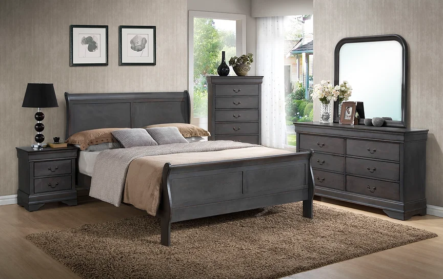 Black Louis Philip Sleigh Bedroom collection