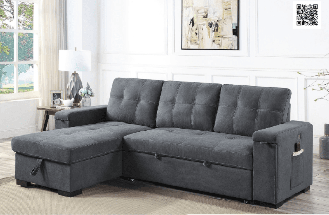 Lilola home ashlyn gray reversible deals sleeper sofa storage chaise usb