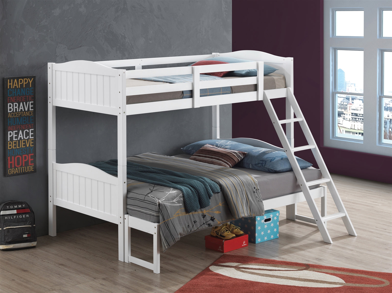 Solid fashion white bunk beds