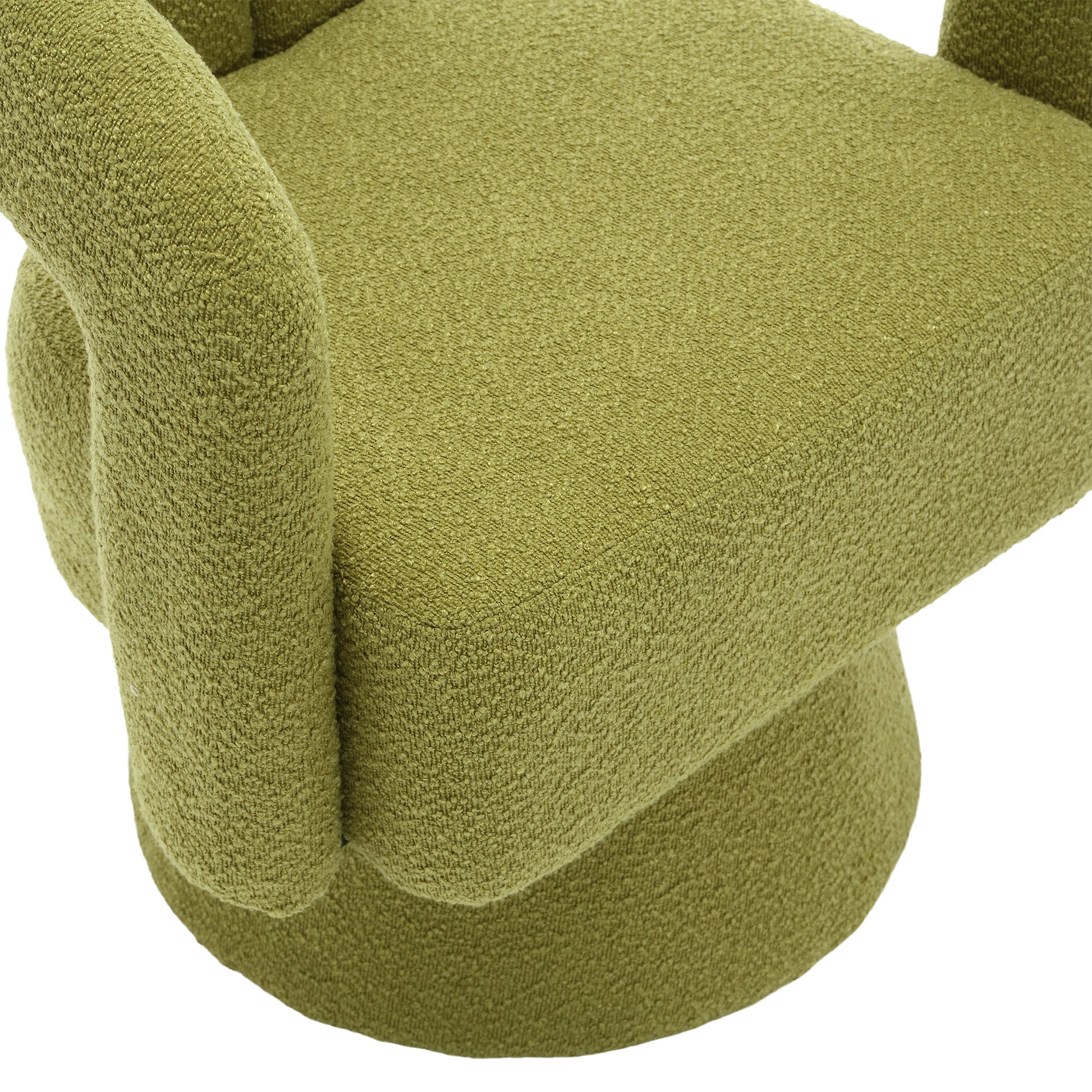 Coolmore Versatile Comfort Olive Green Boucle 360° Swivel Cuddle Barrel Accent Chair