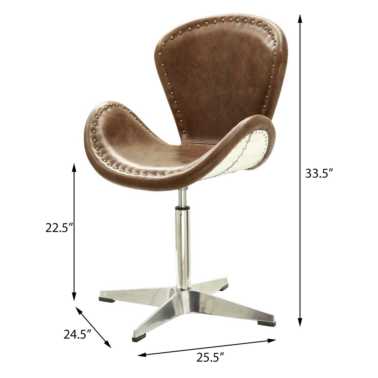 Brancaster Retro Brown and Chrome Bucket Seat Accent Chair