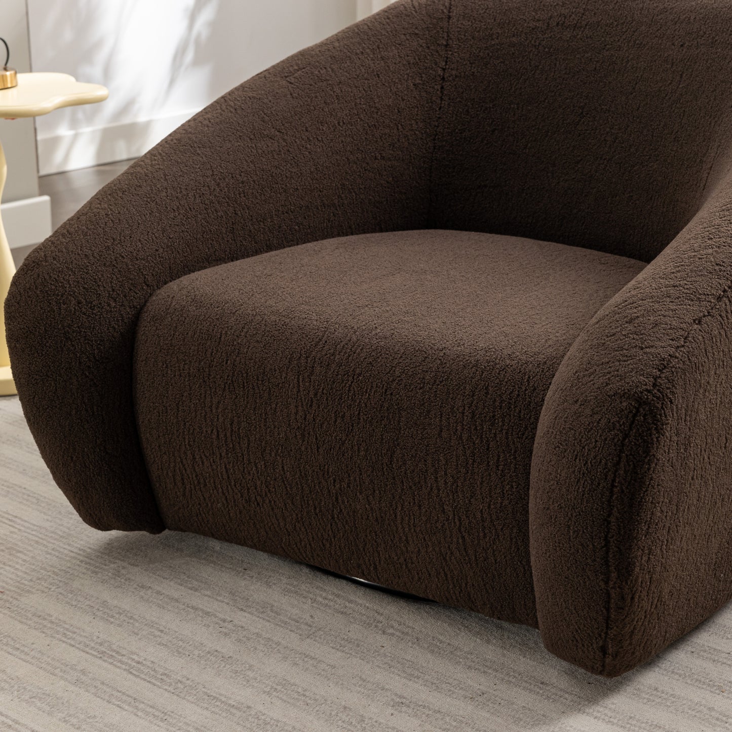 Luzern Modern Upholstered Accent Chair, 360° Swivel, Chocolate