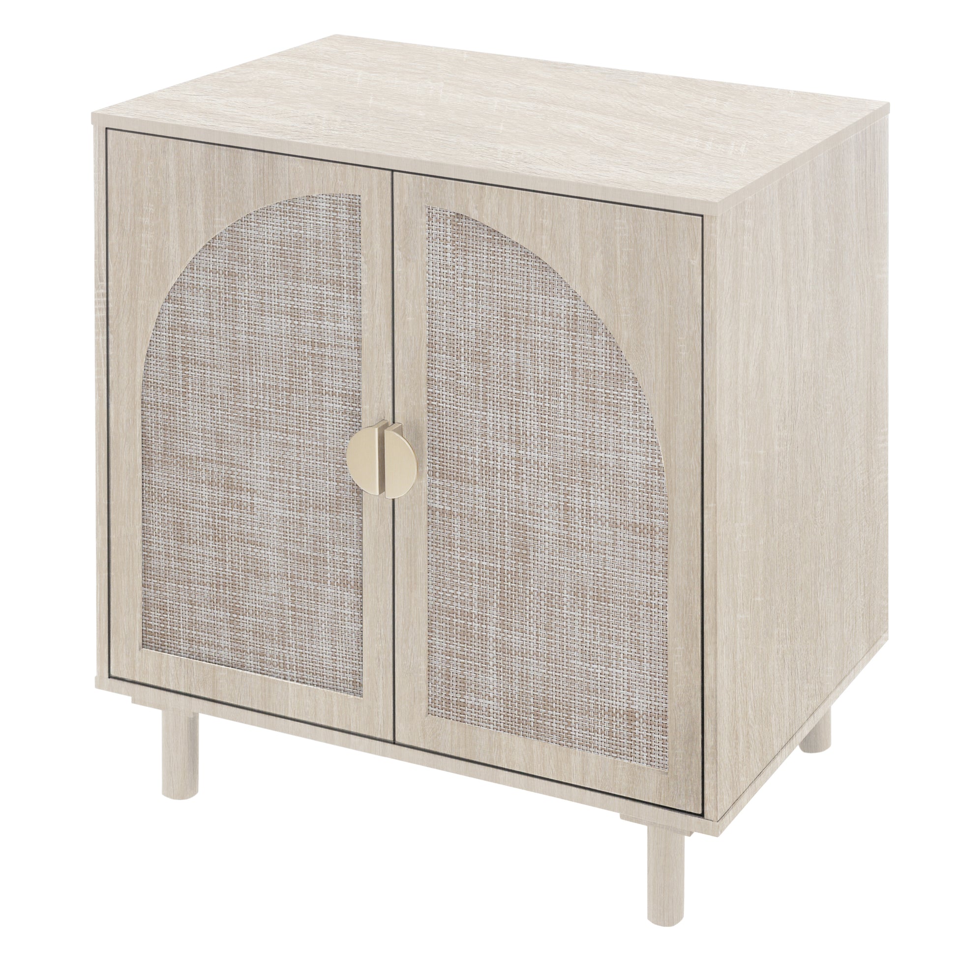 Rune Mid-Century Modern Cabinet with Rattan Doors, Natural