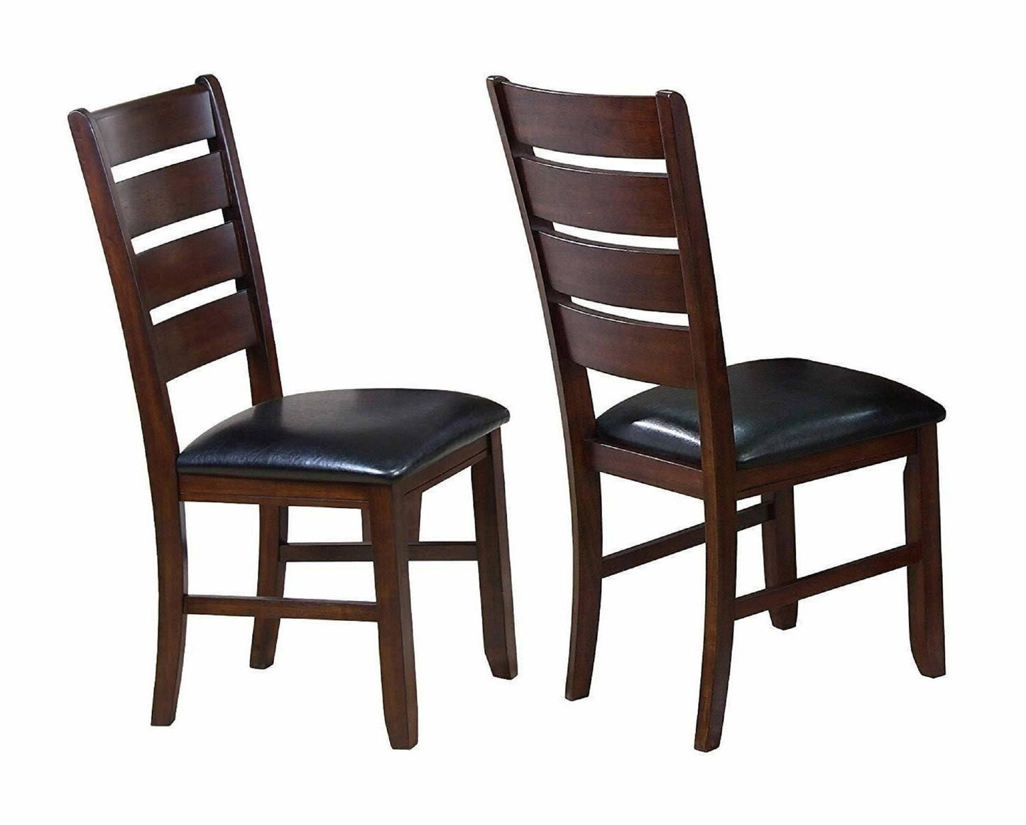 Hanson Transitional Solid Wood Side Chairs with Linen Padded Seats Set of 2 Brown