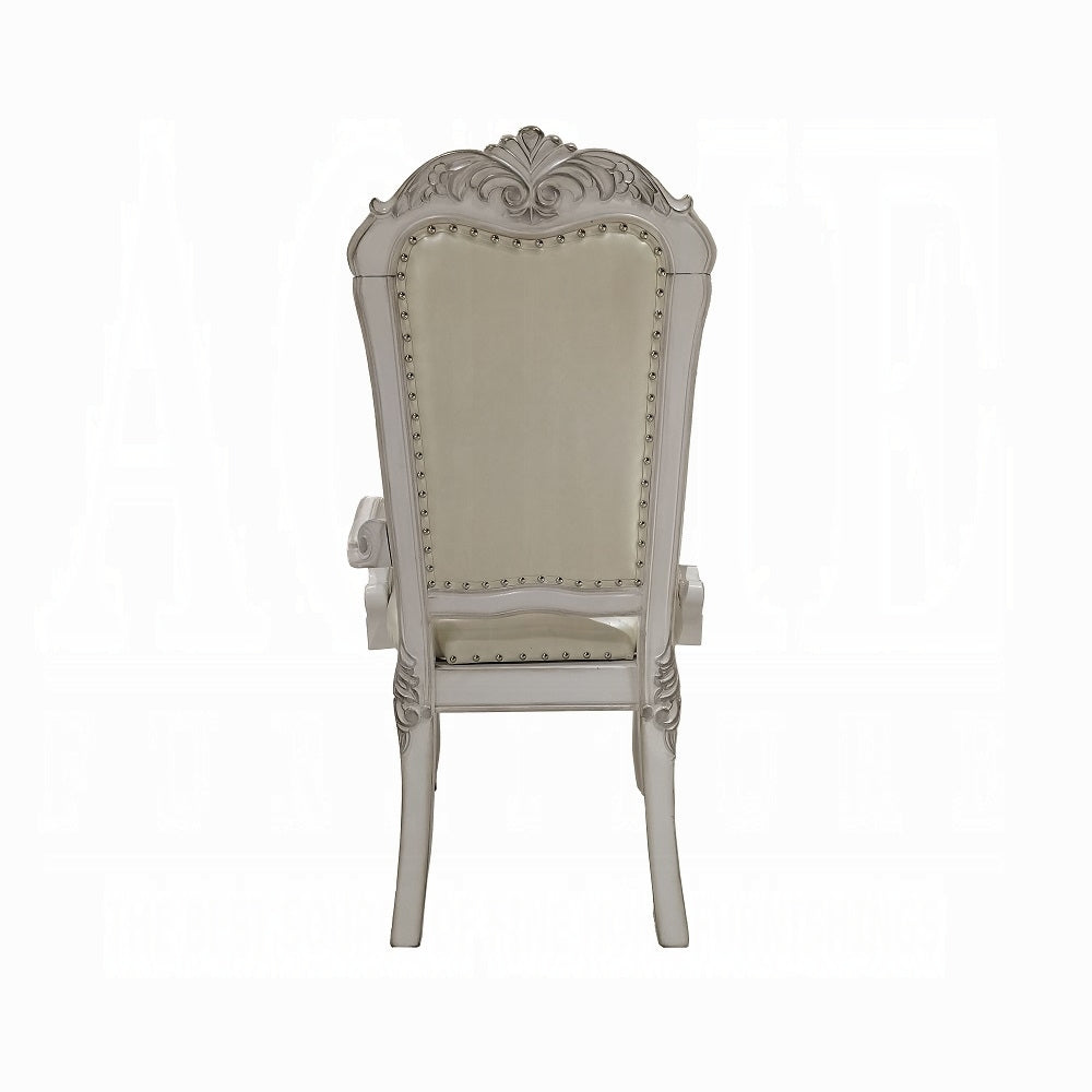 Ivory and Bone White Tufted Arm Chair Set of 2