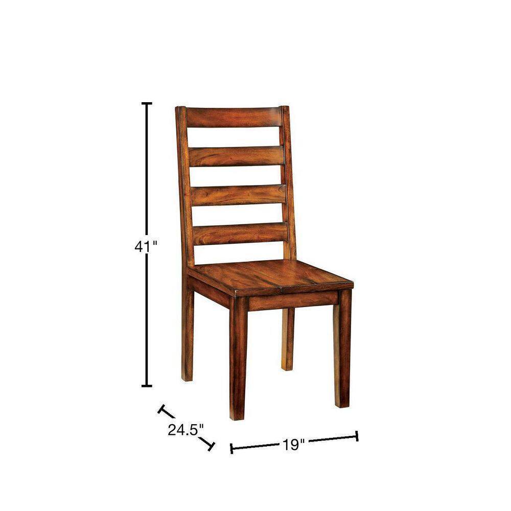 Amelia Solid Wood Slat Back Chair in Tobacco Finish Set of 2