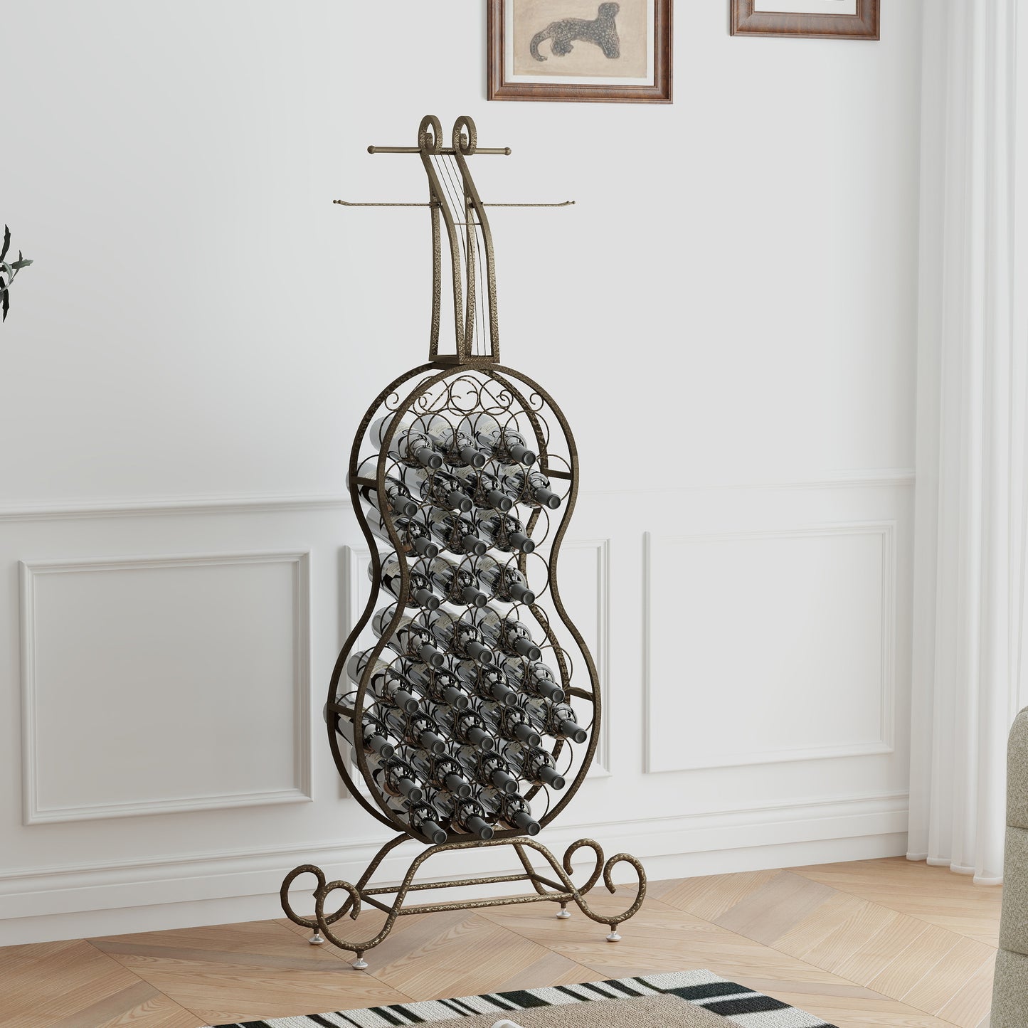 Cello Shape Wine Bakers Rack