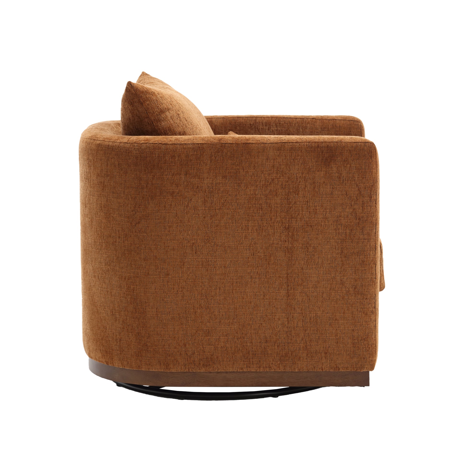 Coolmore Ultimate Comfort 360° Swivel Brown Chenille Barrel Chair for Any Space