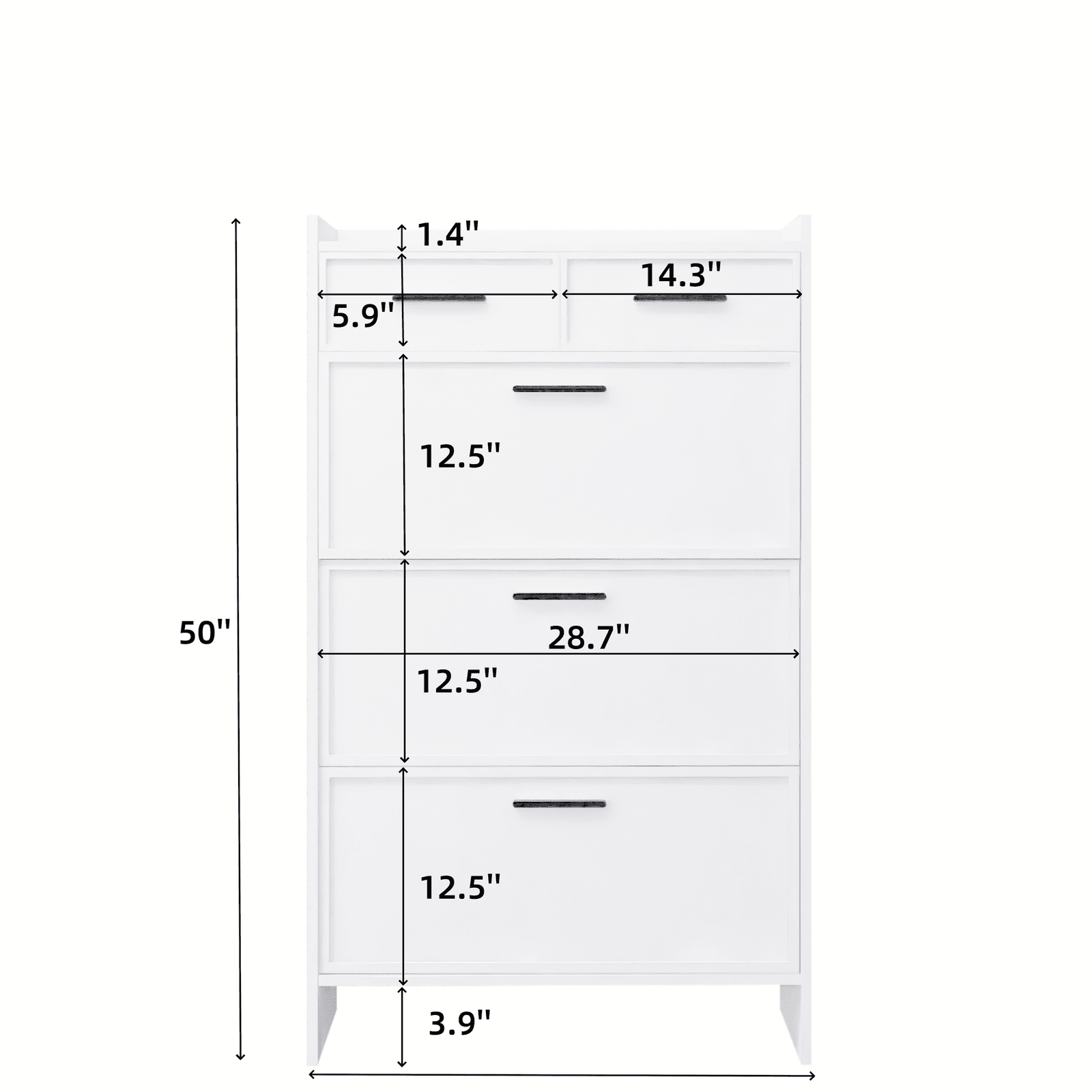 Presley Shaker Shape Door Shoe Rack 3 Doors Shoe Cabinet With 2 Drawers With Open Space for Shoes