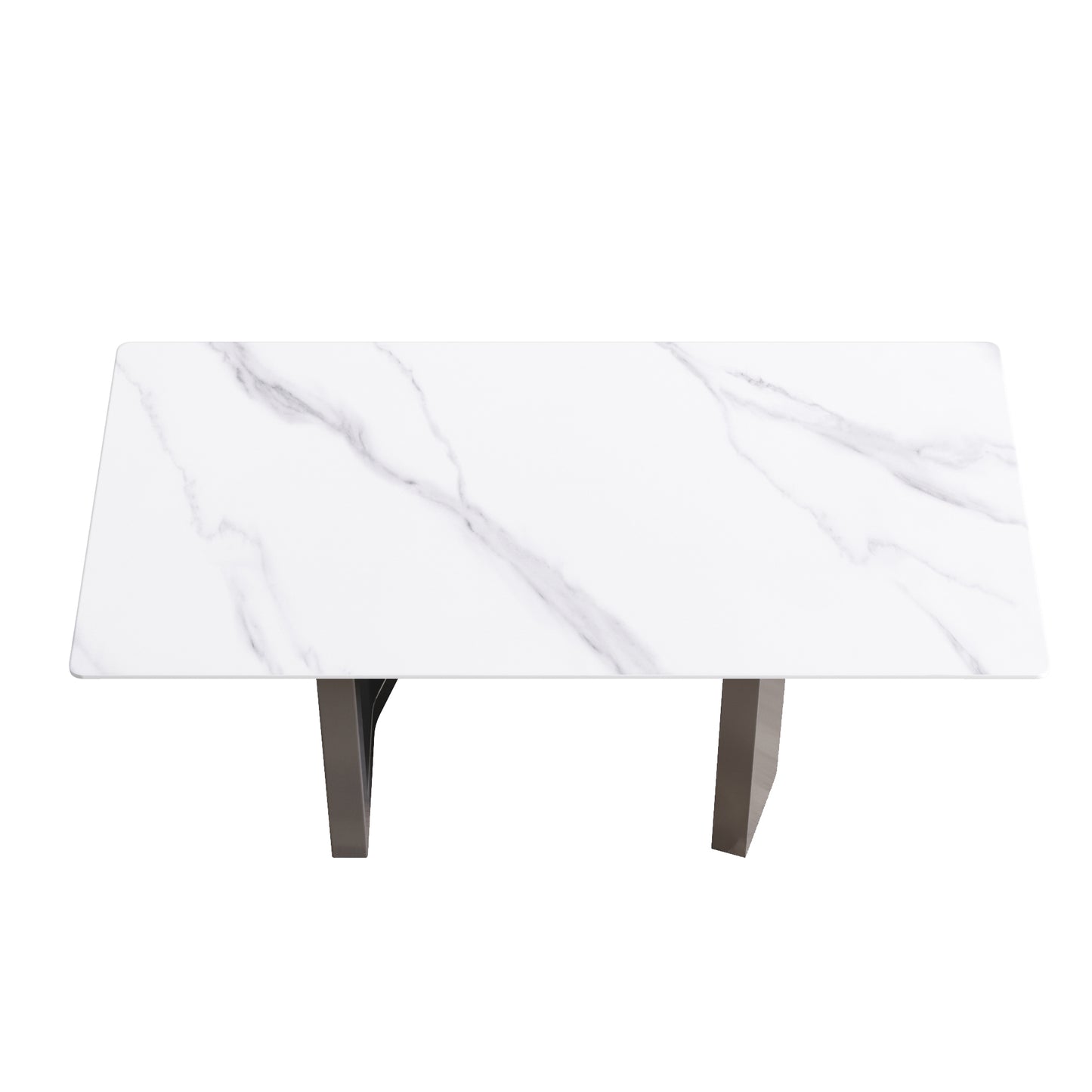 Elara Modern 70.8" Sintered Stone Dining Table, White & Black