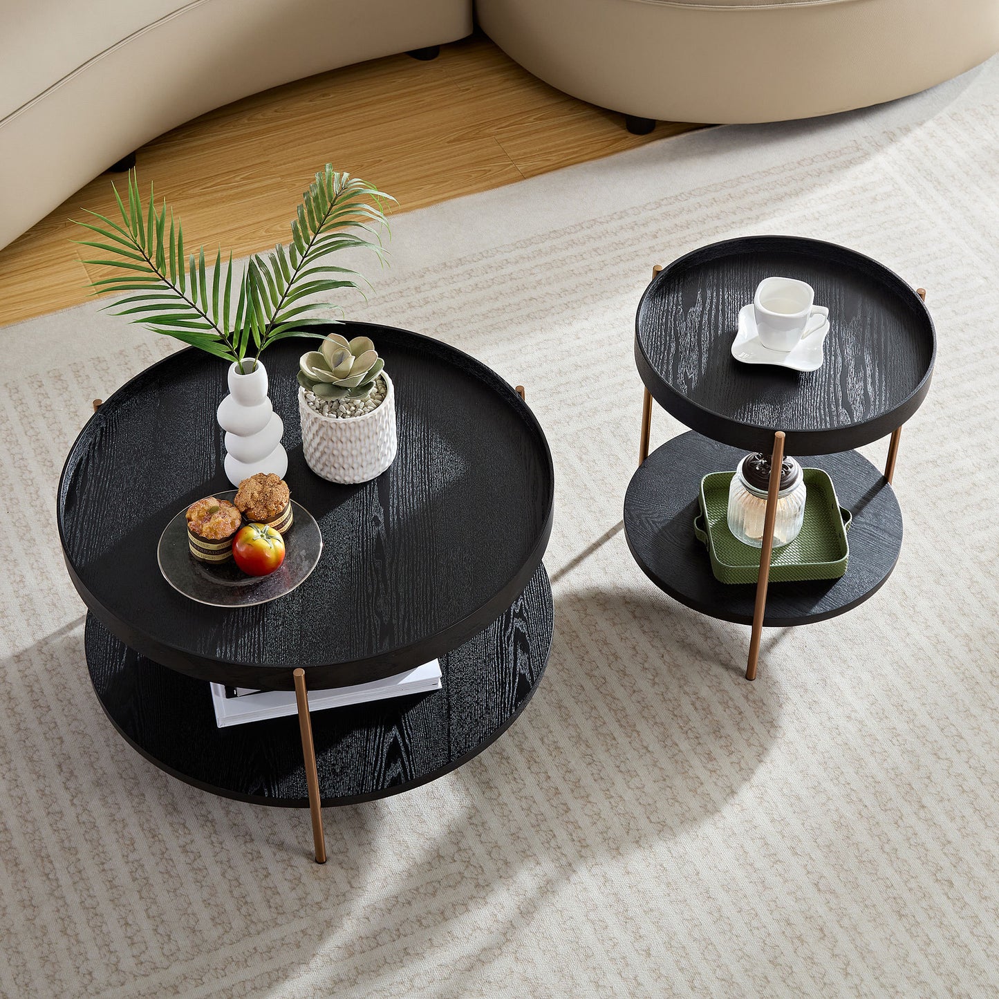 Rialta Mid-Century Modern Coffee & End Table Set, Black