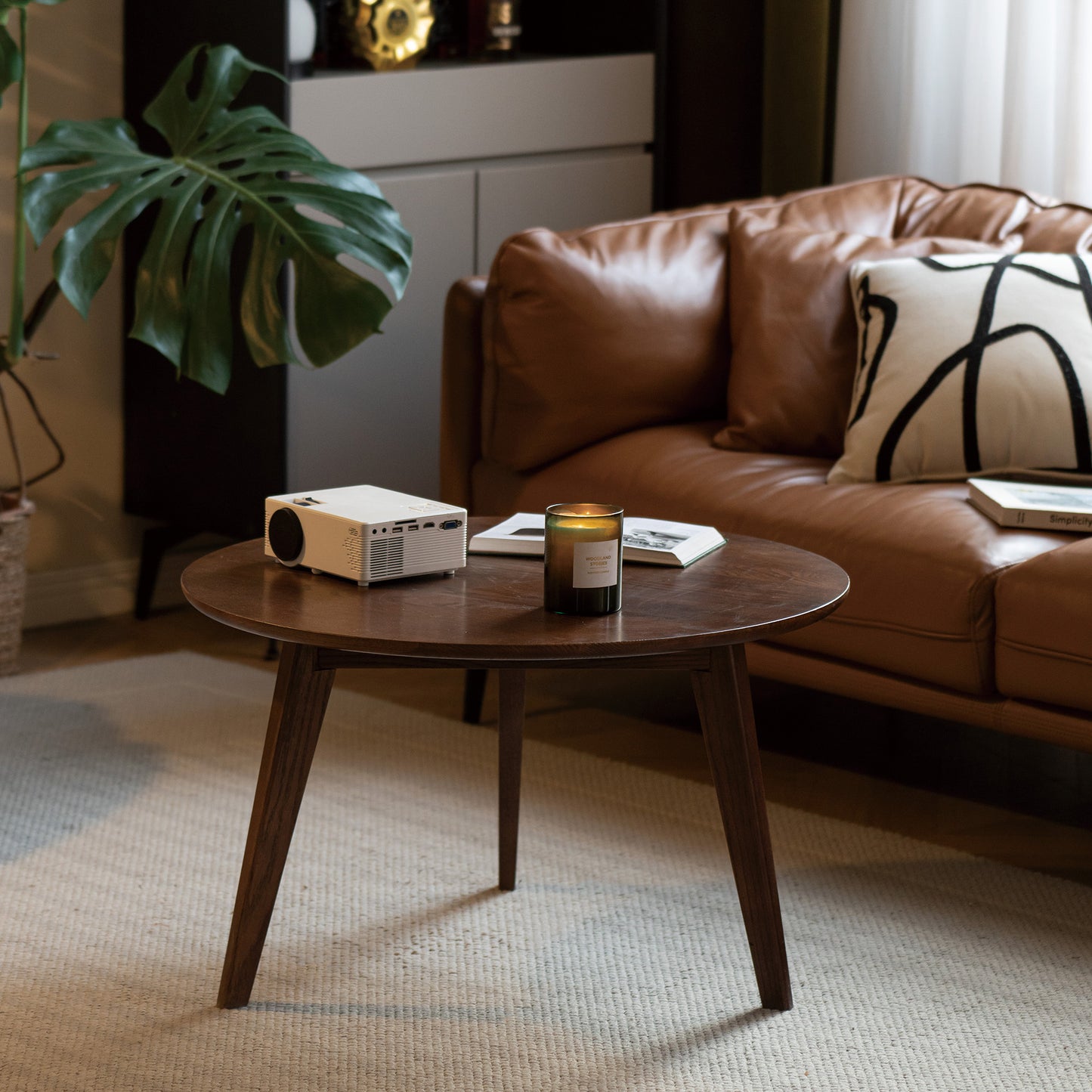 Liora Mid-Century Modern Solid Wood Coffee Table, Walnut