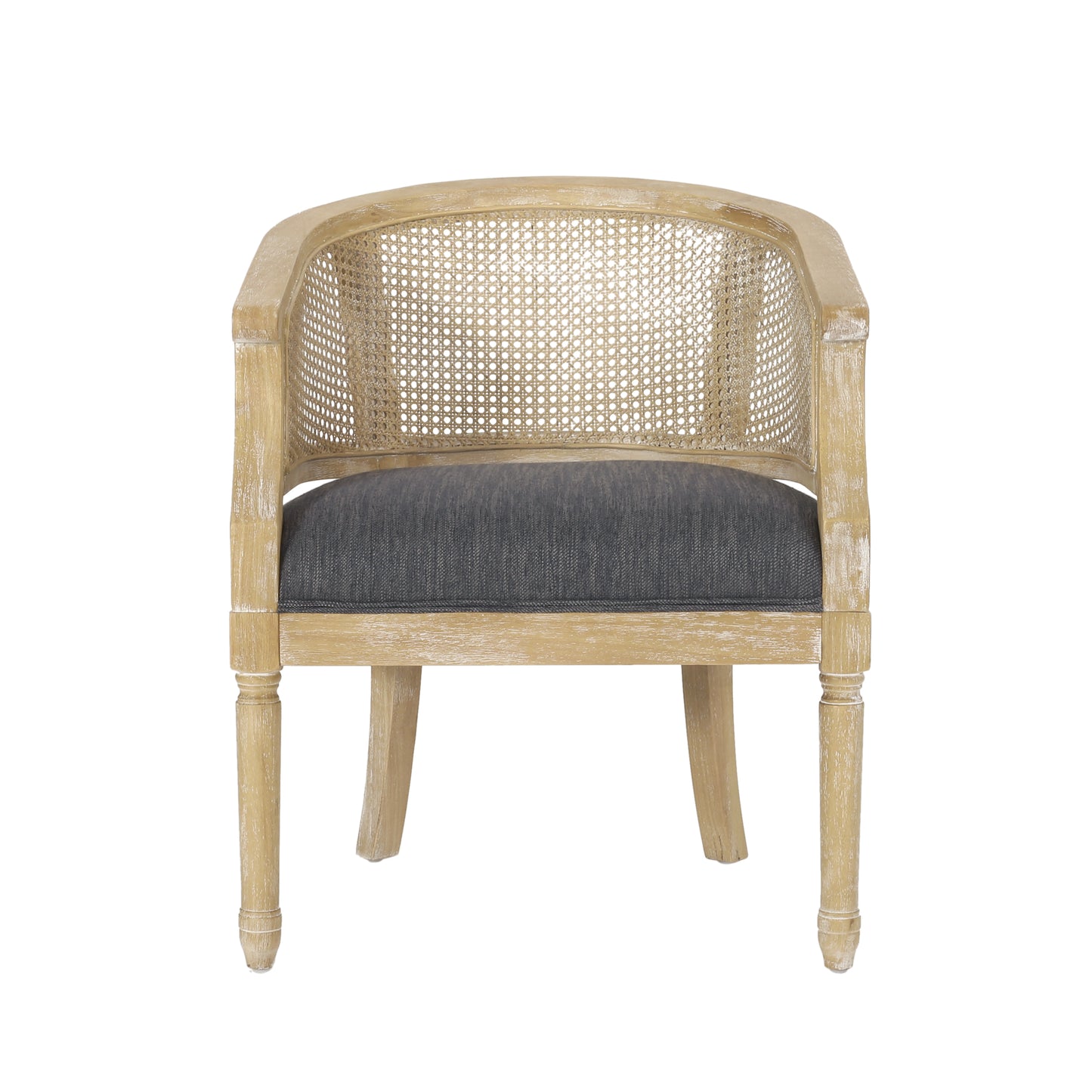 Winifred Modern Country Accent Chair with Rattan, Gray & Natural