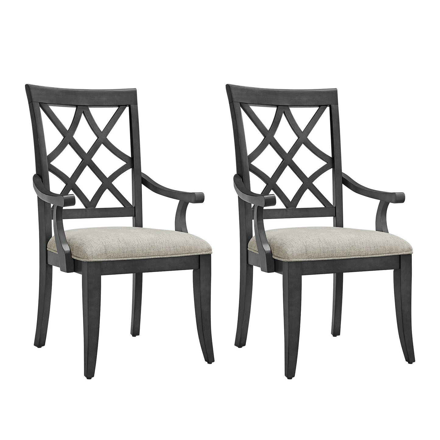 Fable Mid-Century Modern Dining Arm Chairs Set of 2 Dark Oak