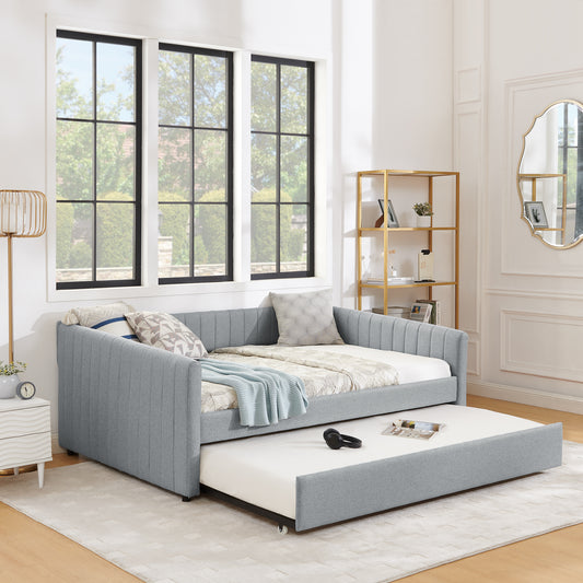 Winslow Full Size Linen Daybed & Trundle Set, Gray