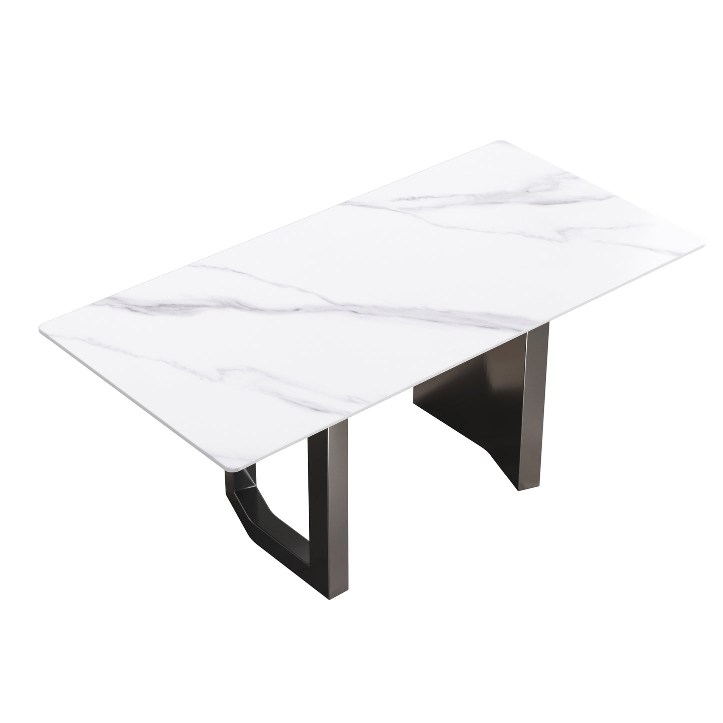 Elara Modern 70.8" Sintered Stone Dining Table, White & Black