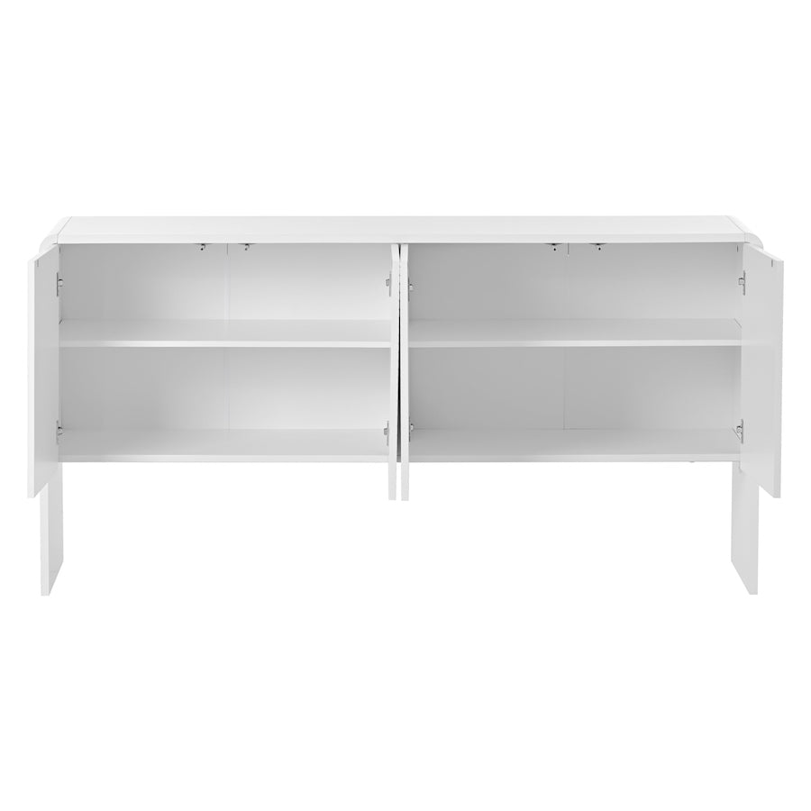 Trexm Modern Minimalist 60" 4-Door Sideboard - White