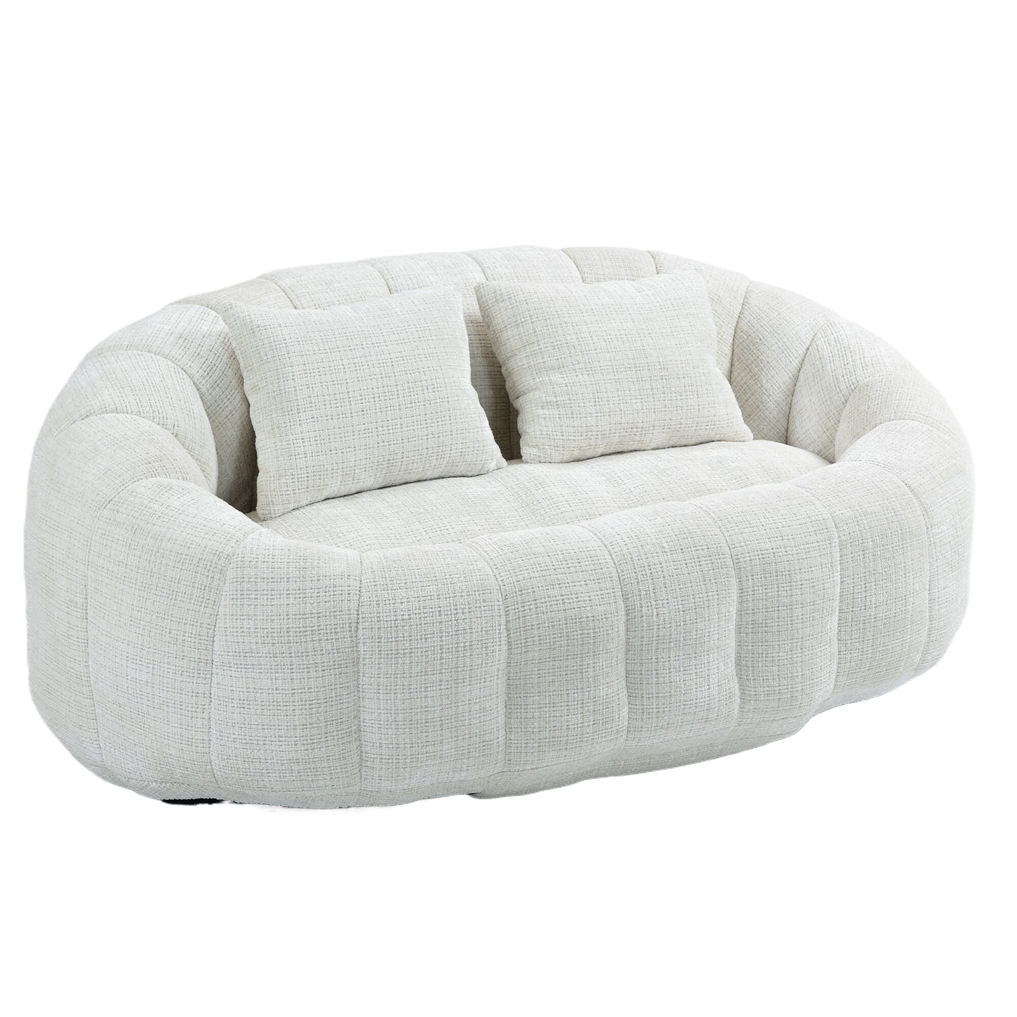 Coolmore Versatile Elegance Beige Chenille High-Back 2 Seater Bean Bag Sofa for Indoor & Outdoor Relaxation