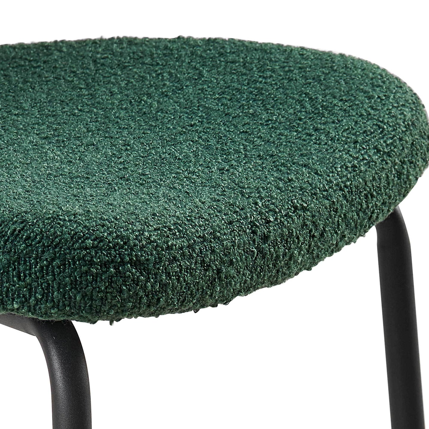 Indra Dark Green Boucle Fabric Dining Chairs Set of 2