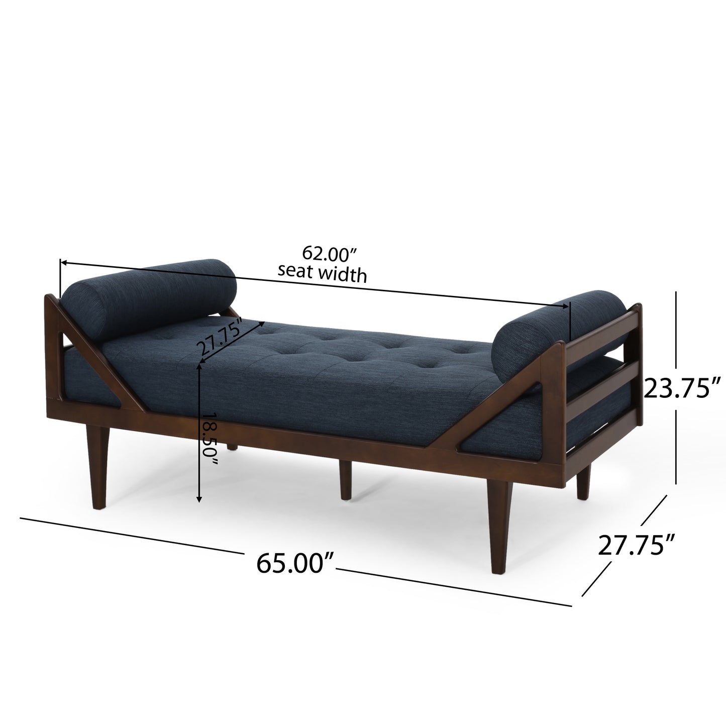 Alara Mid-Century Modern Chaise Lounge, Blue & Brown