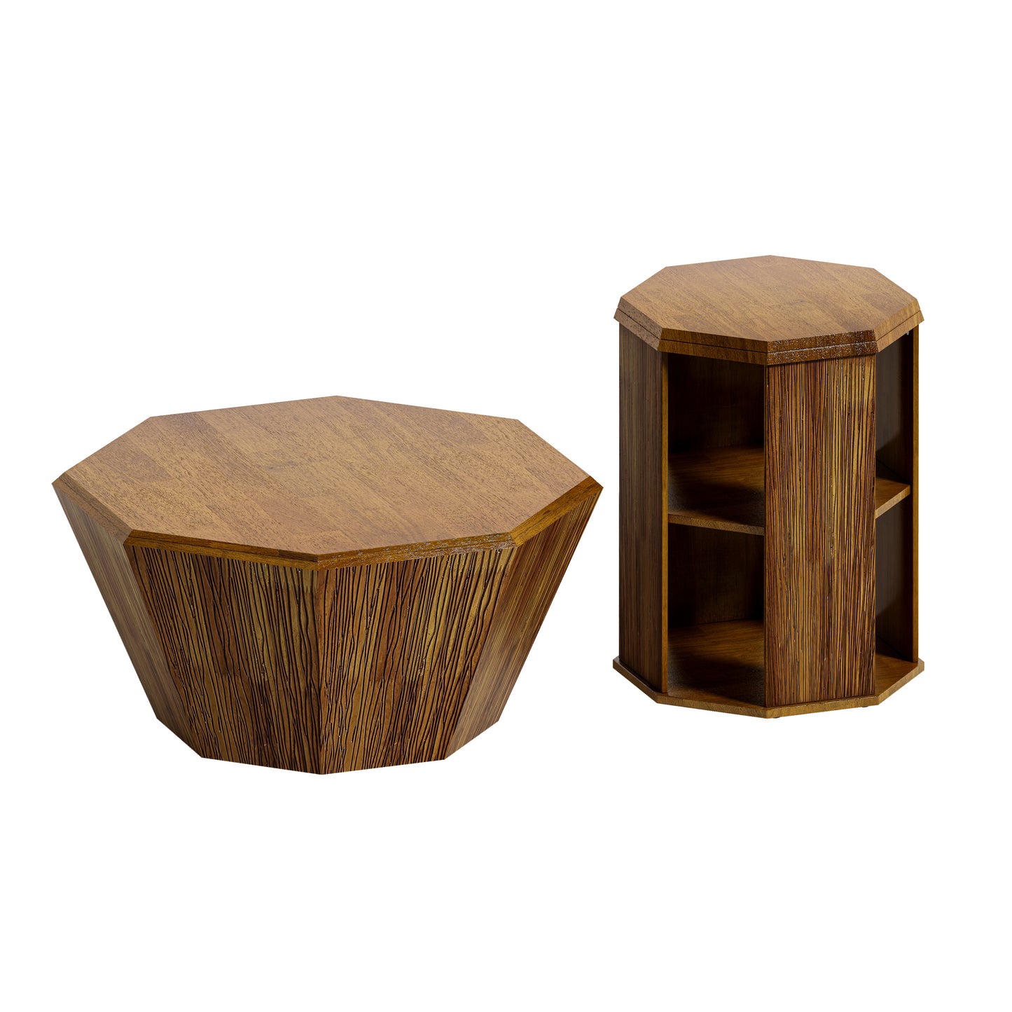 Norman Modern Octagonal Coffee & End Table Set, Natural