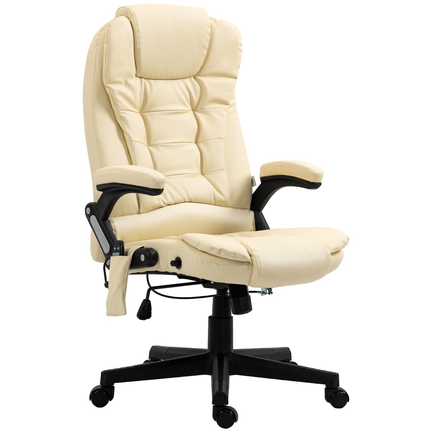 Parisa High Back PU Leather Executive Office Chair with Head & Massage, Beige