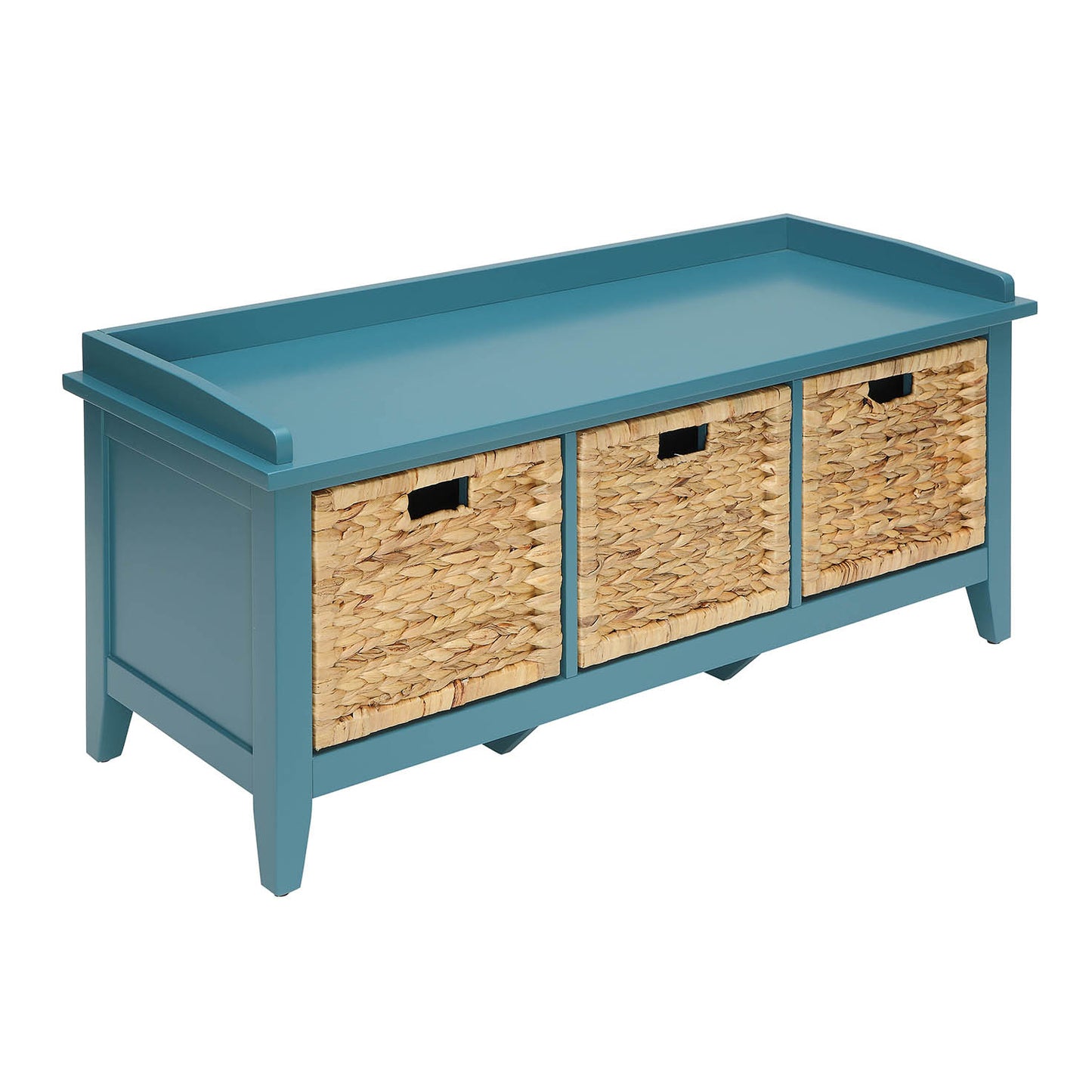 Beige and Teal Bench with 3-Drawer