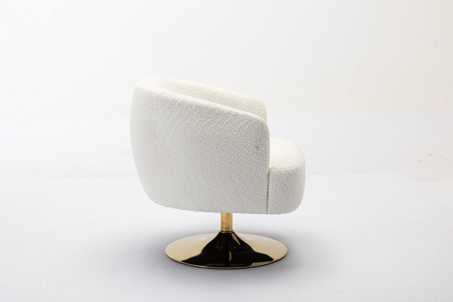 Ashton Swivel Barrel Chair with Gold Base - White Chenille