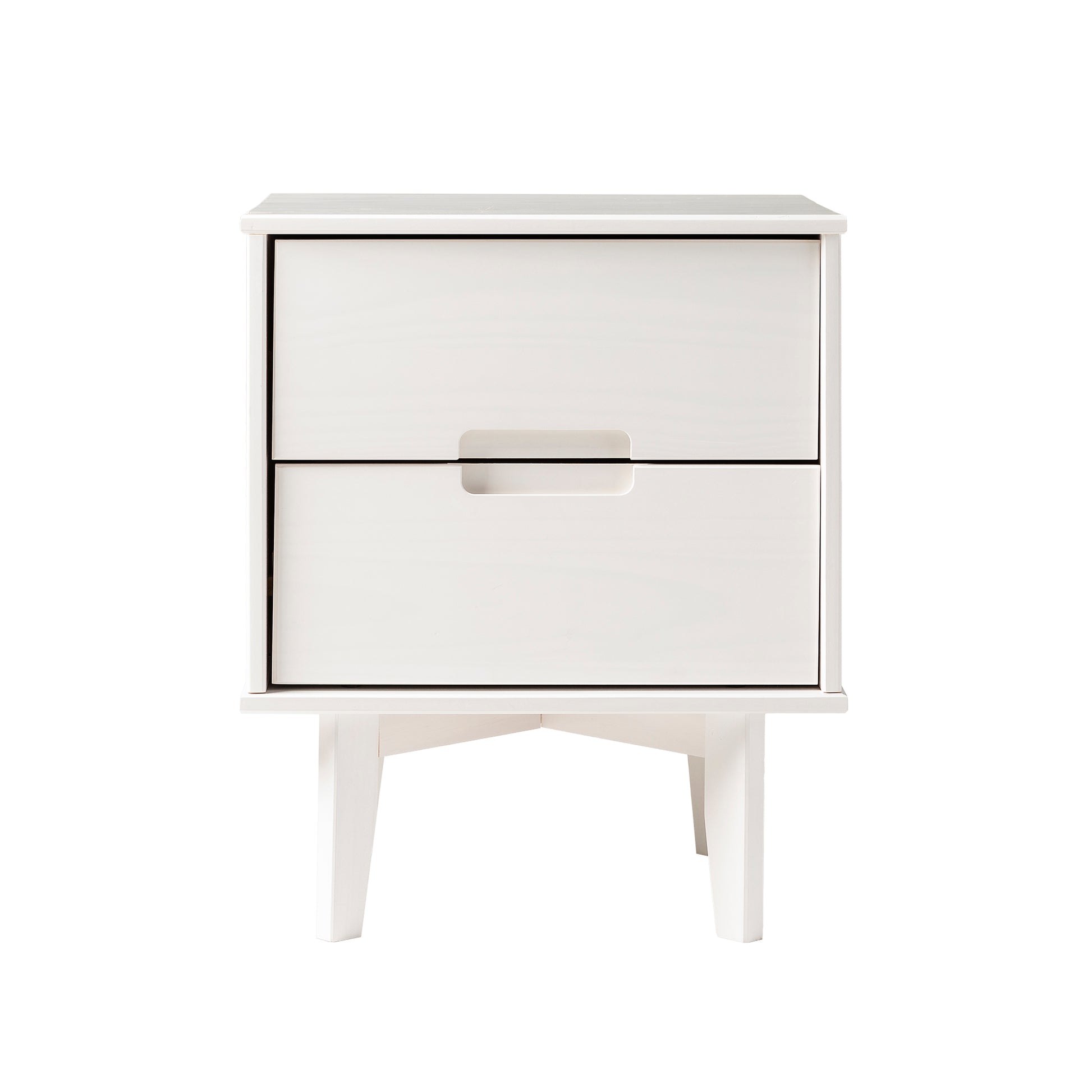 Constance Mid-Century Modern 2-Drawer Solid Wood Nightstand, White