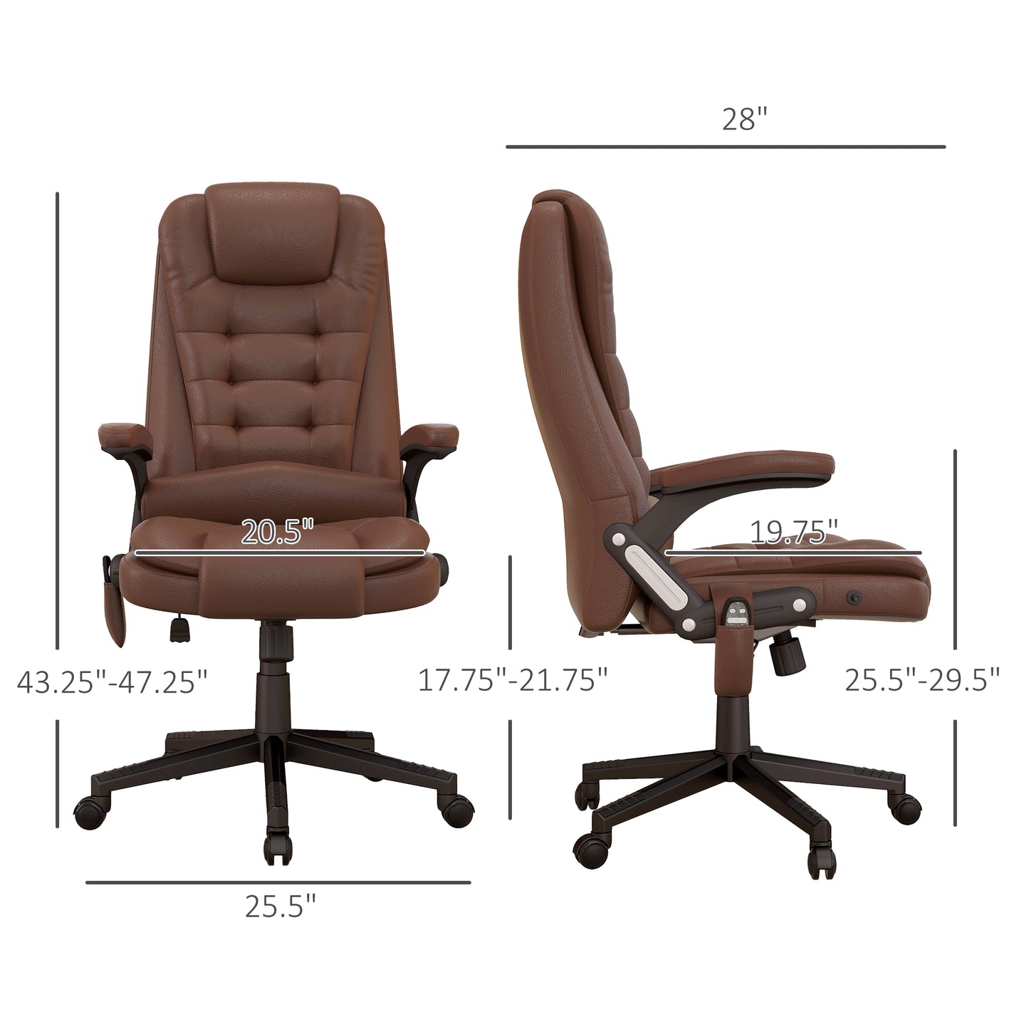 Parisa High Back PU Leather Executive Office Chair with Head & Massage, Brown