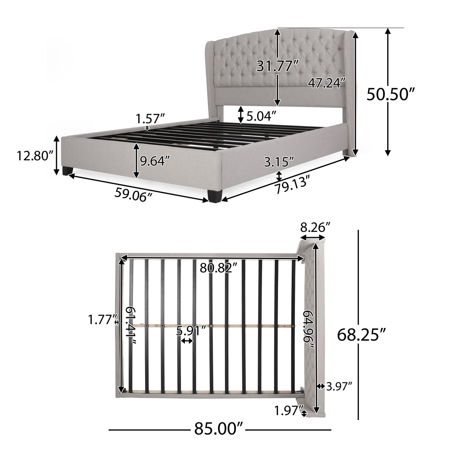 Zinnia Queen Size Upholstered Platform Bed