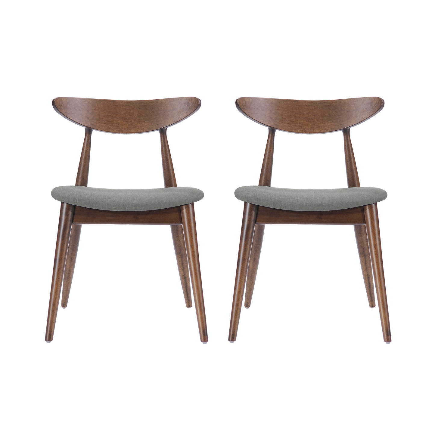 Karen Mid-Century Modern Side Chairs Set of 2 Walnut & Gray