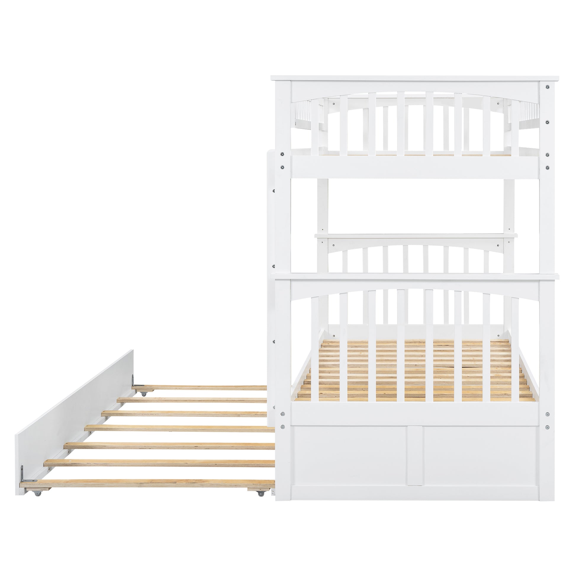 Carter Twin over Twin Bunk Bed with Twin Size Trundle, Convertible Beds, White