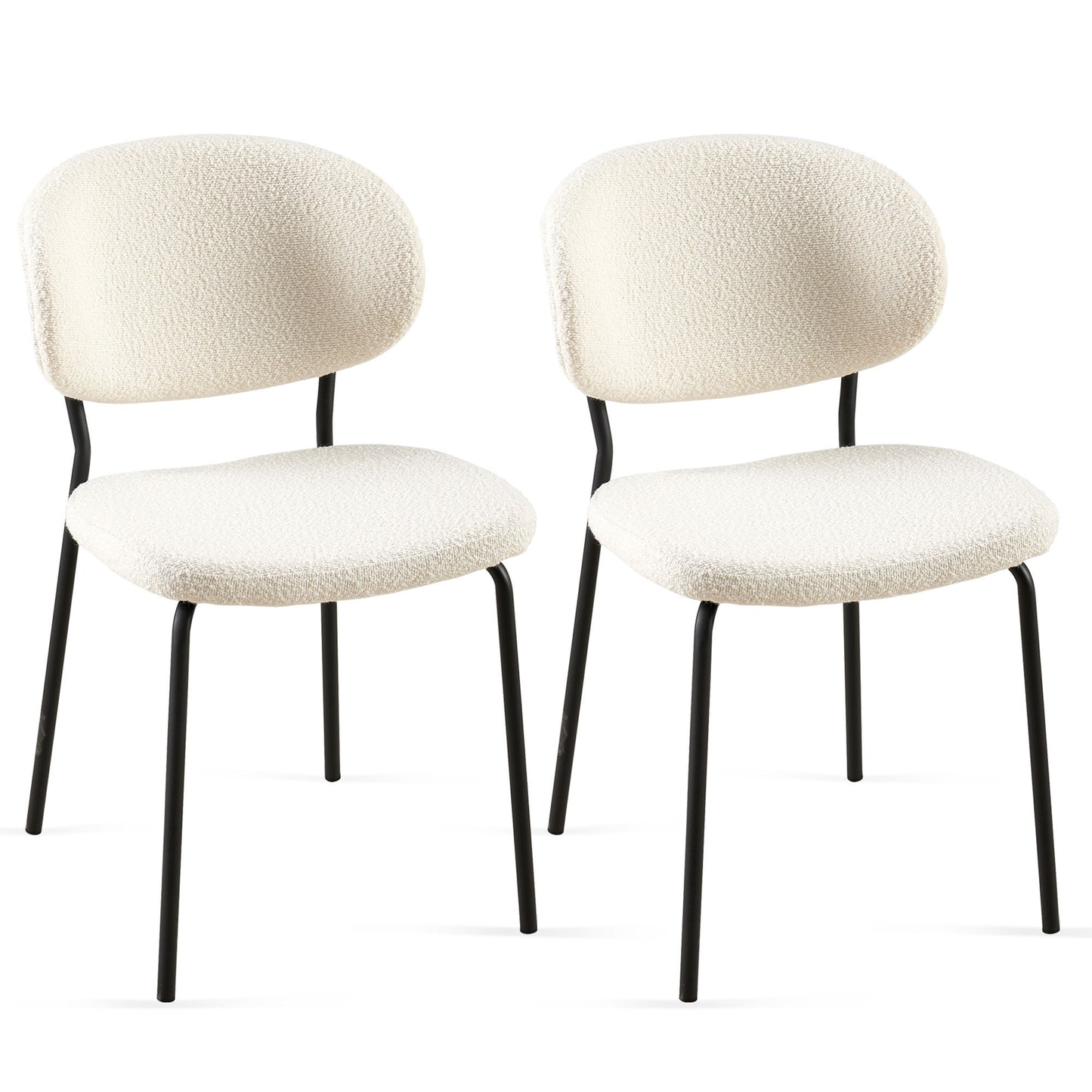 Indra Beige Boucle Fabric Dining Chairs Set of 2