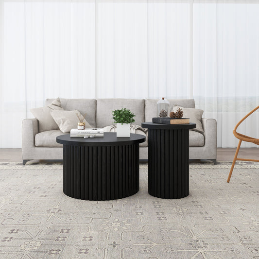 Edith Modern Accent Table Set in Black