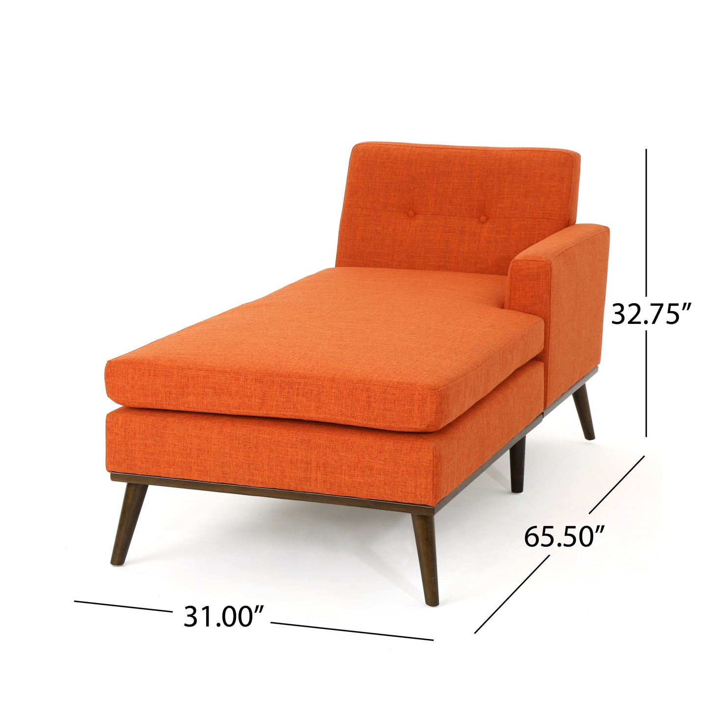 Bellamy Mid-Century Modern Chaise Lounge with Peg Legs, Orange