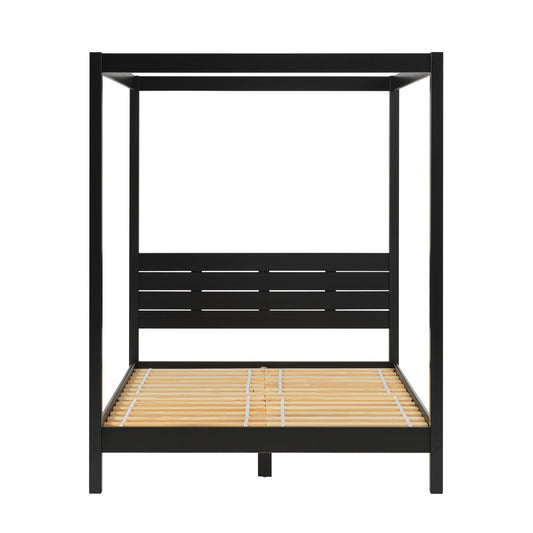 Taylor Modern Minimalist Boho Queen Canopy Bedframe – Black