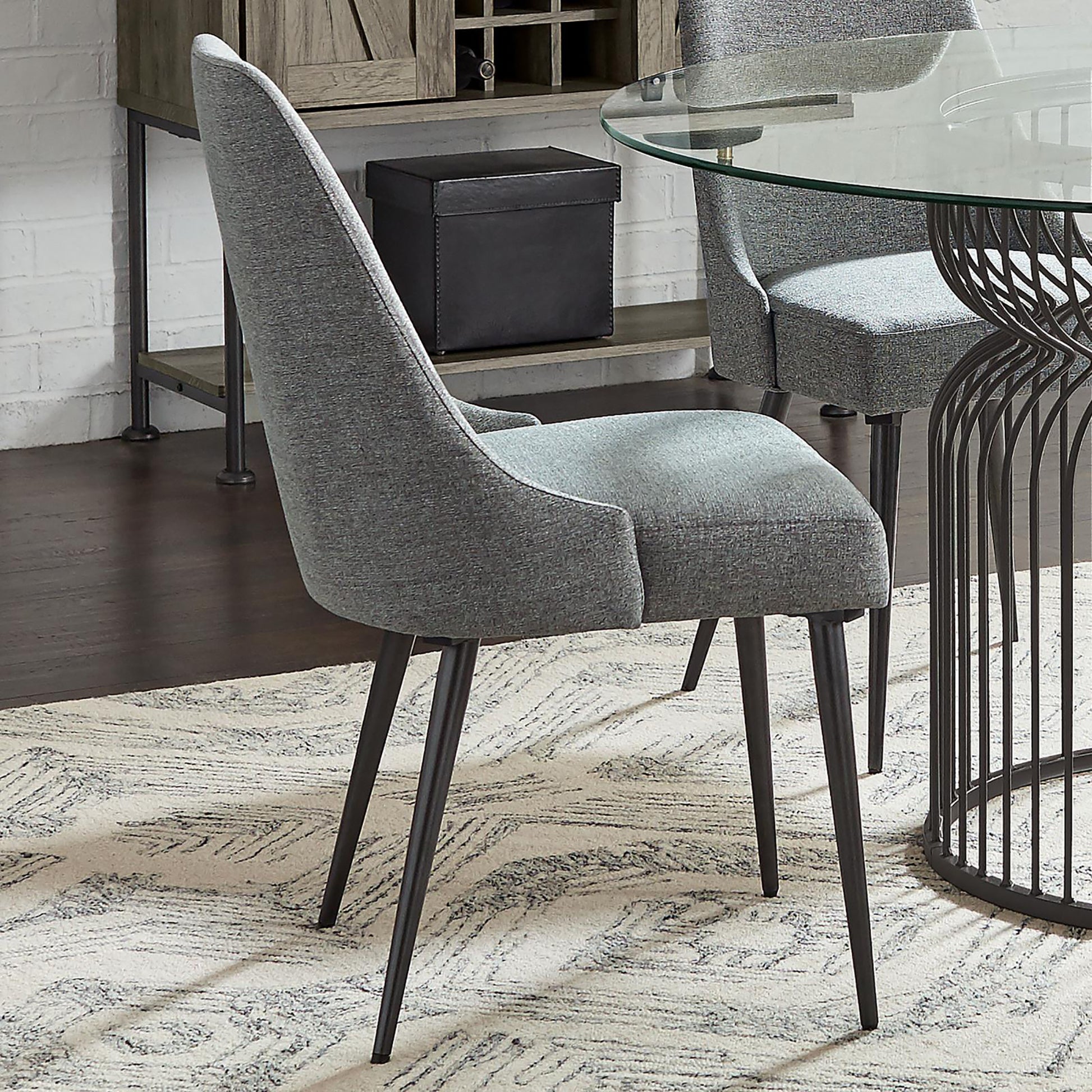 Grey and Gunmetal Side Chair Set of 2