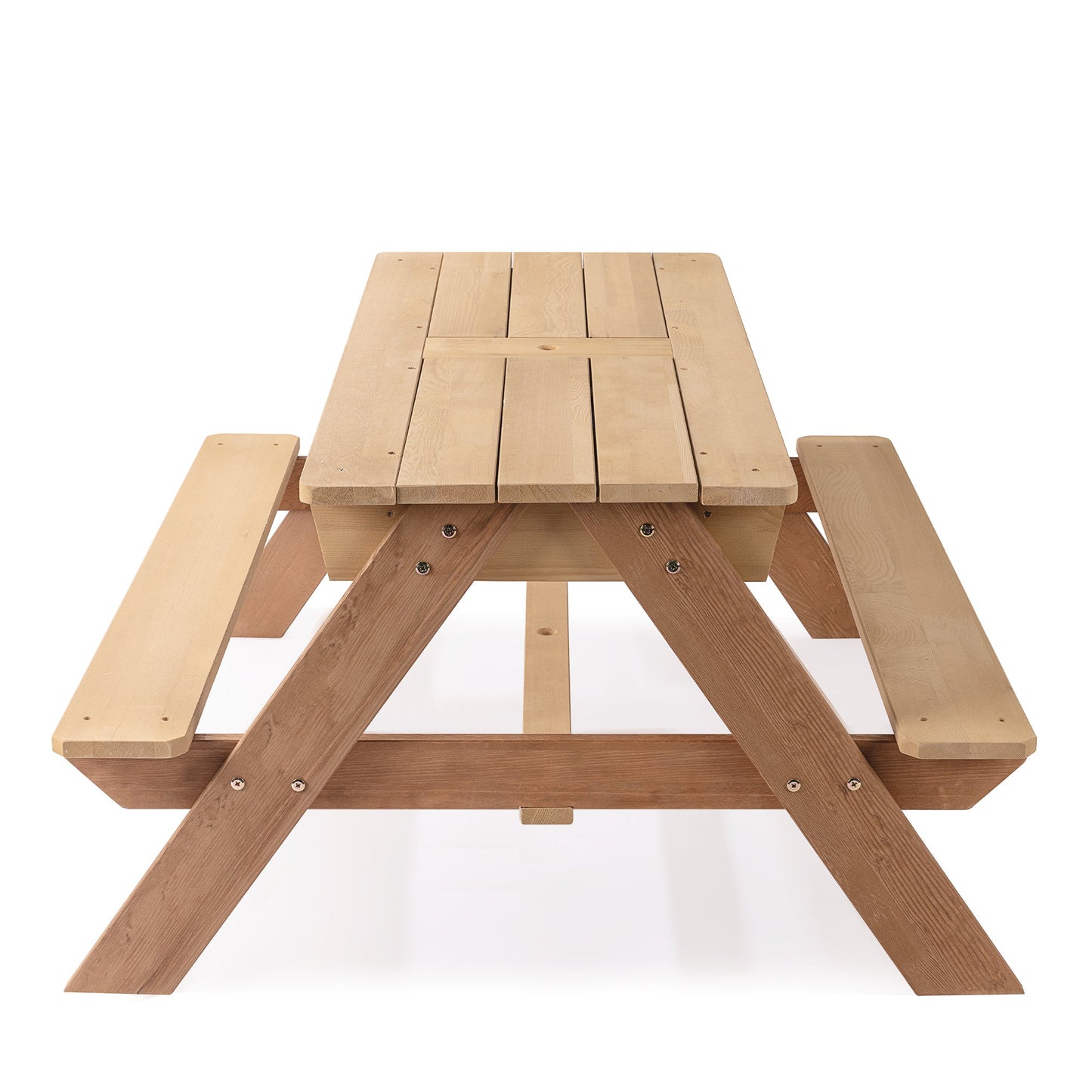 3-in-1 Kids Outdoor Wooden Picnic Table With Umbrella