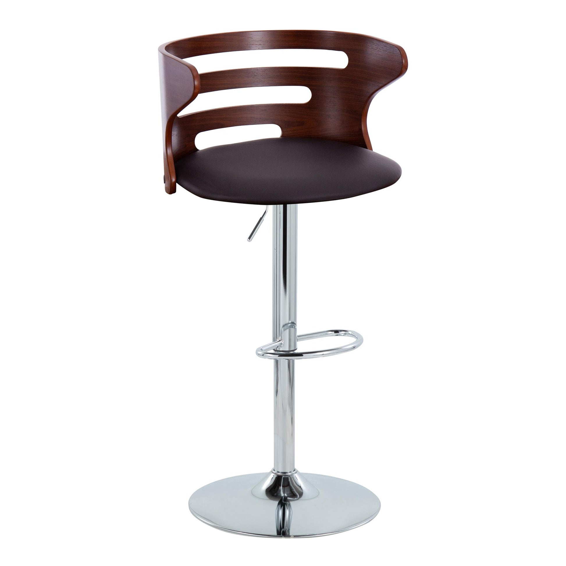 Cosi Mid-Century Modern Bar Stools with Leatherette Padded Seat Set of 2 Walnut