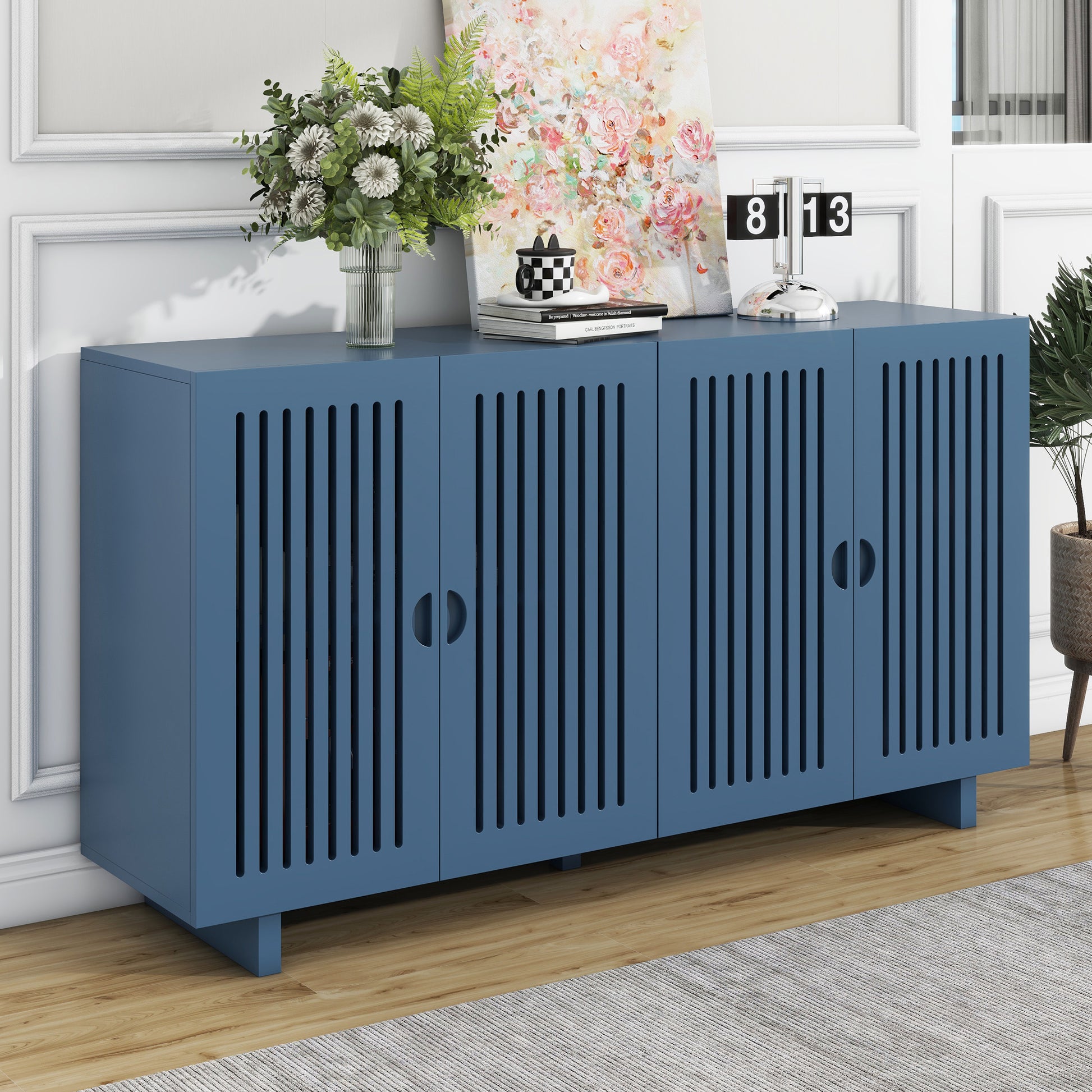 Fauna Modern Hollow Door Accent Cabinet, Blue