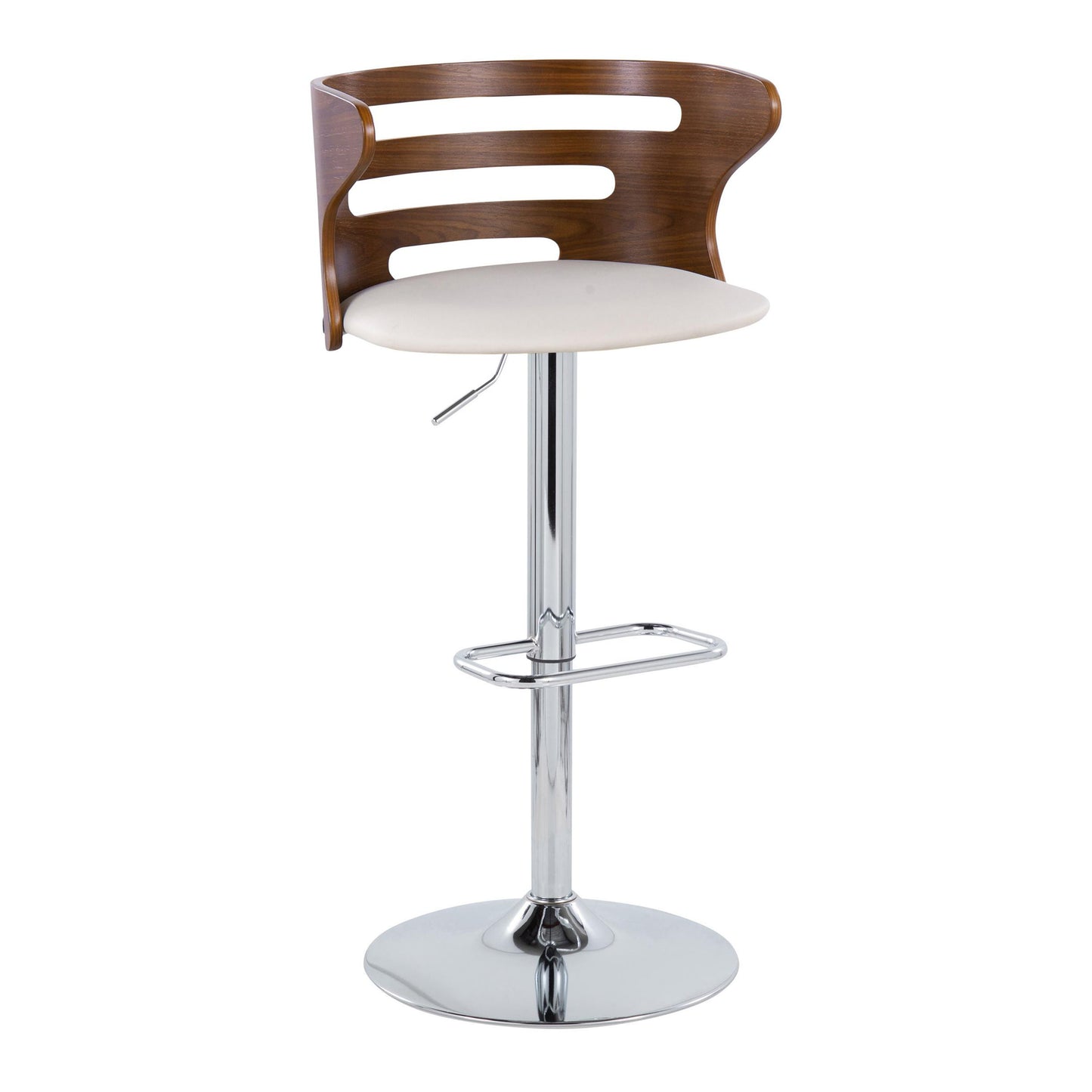 Cosi Mid-Century Modern Bar Stools with Leatherette Padded Seat Set of 2 Walnut