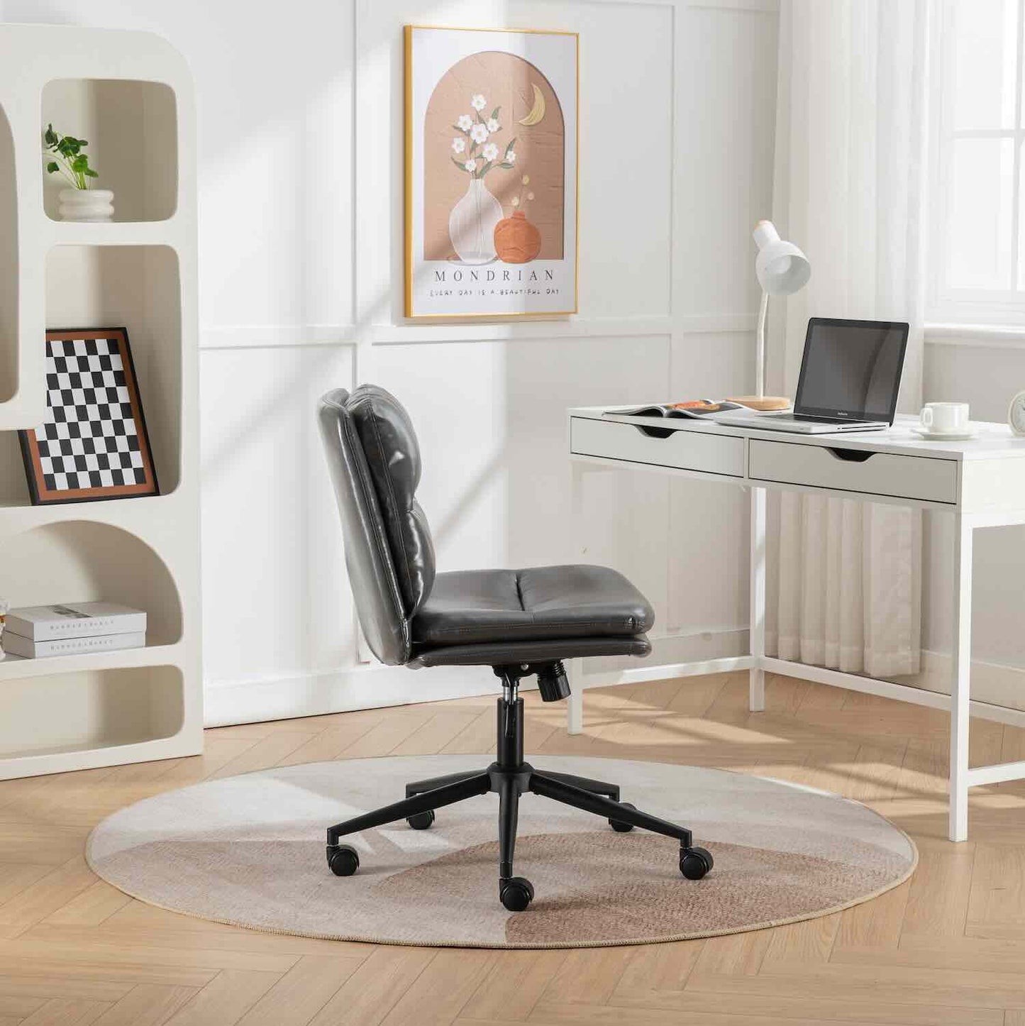 Bizerte Contemporary PU Leather Office Chair - Gray