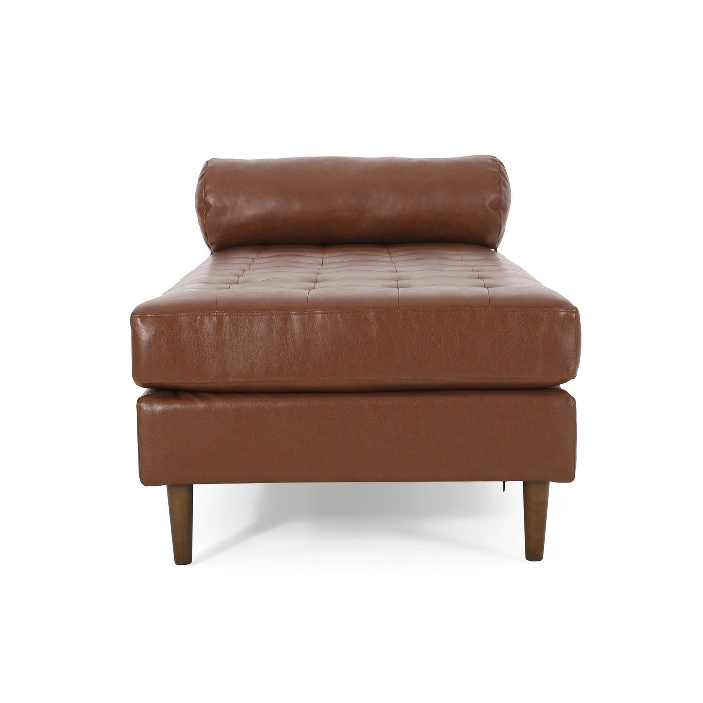 Halina Mid-Century Modern PU Leather Chaise Lounge with Peg Legs, Light Brown