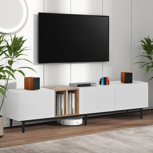 Maya Modern 80" TV Console, White & Black