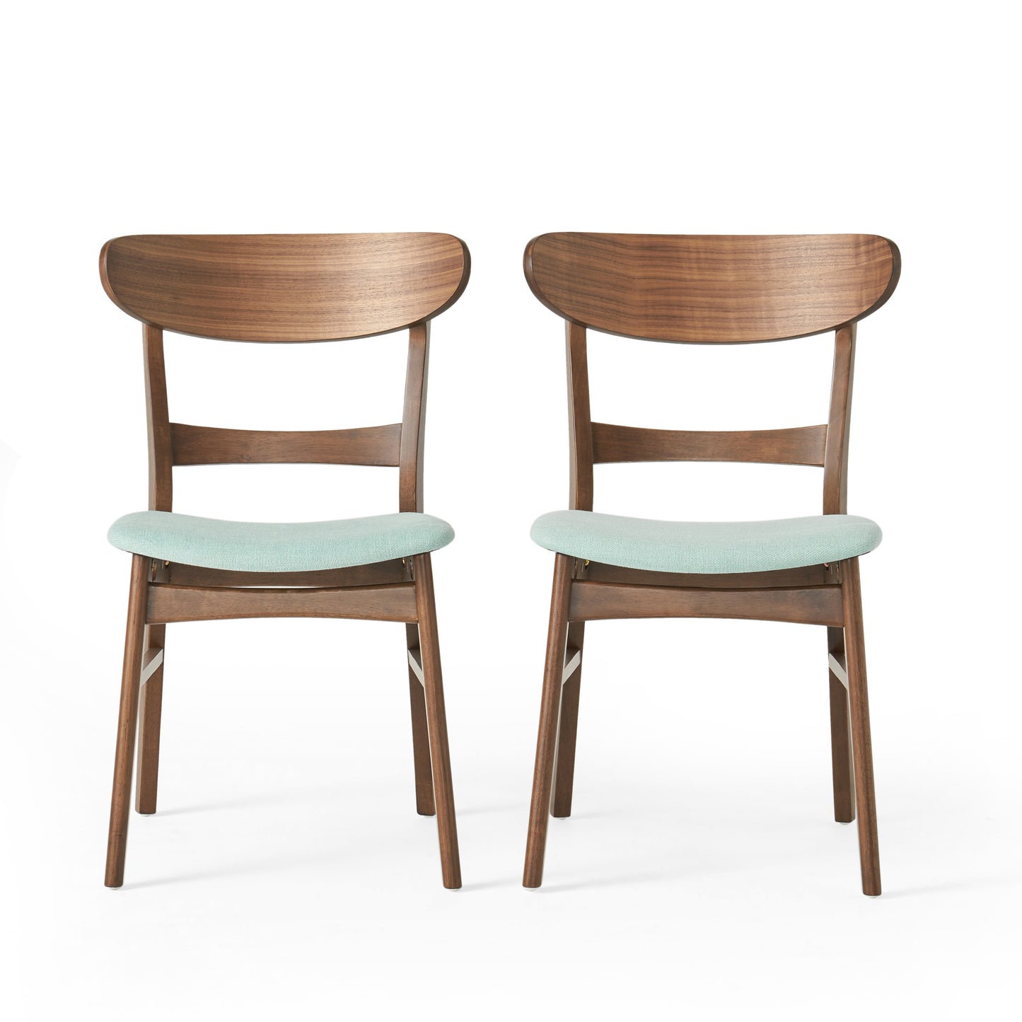 Nancy Mid-Century Modern Side Chairs Set of 2 Walnut & Mint