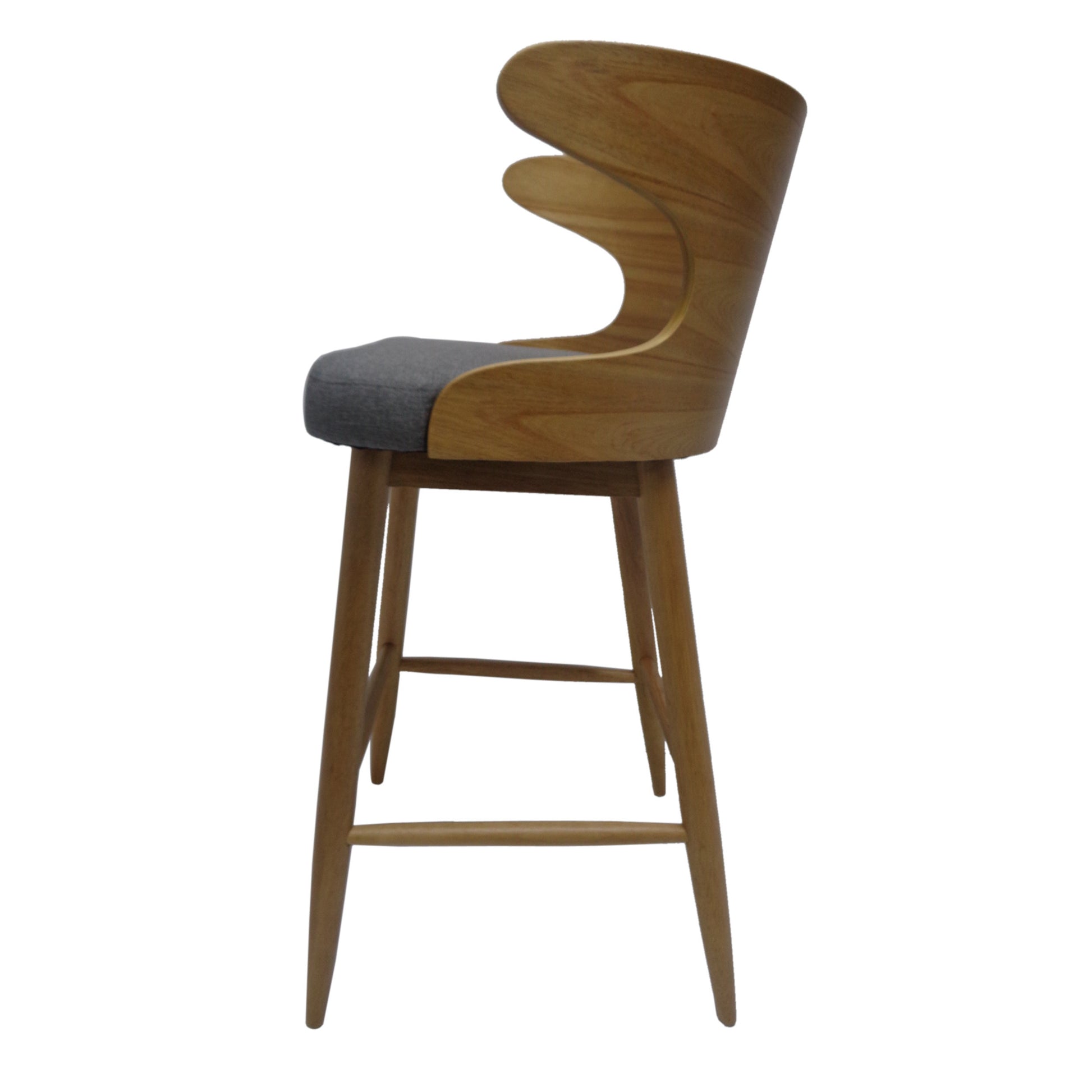 Ellery Mid-Century Modern Bar Stool, Brown & Charcoal