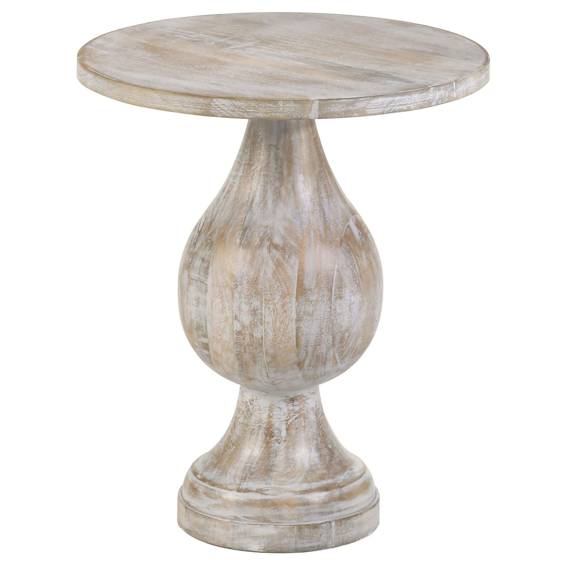 White Washed Pedestal Accent Table