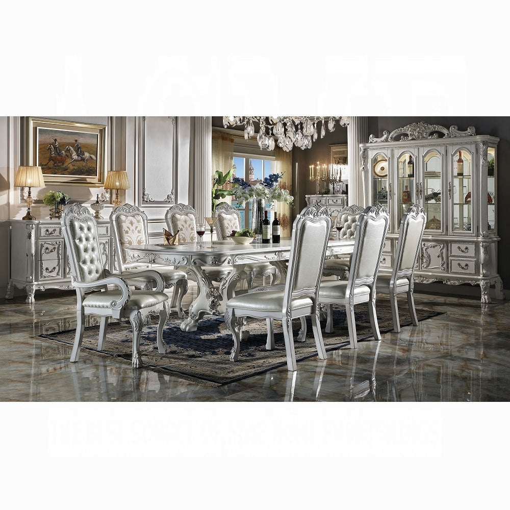 Ivory and Bone White Tufted Arm Chair Set of 2